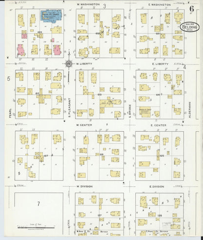 Sanborn Fire Insurance Map from Belding, Ionia County, Michigan (1918), Sheet #0006 - Complete Map Set gallery image, historic Sanborn map, vintage wall art, Michigan Michigan