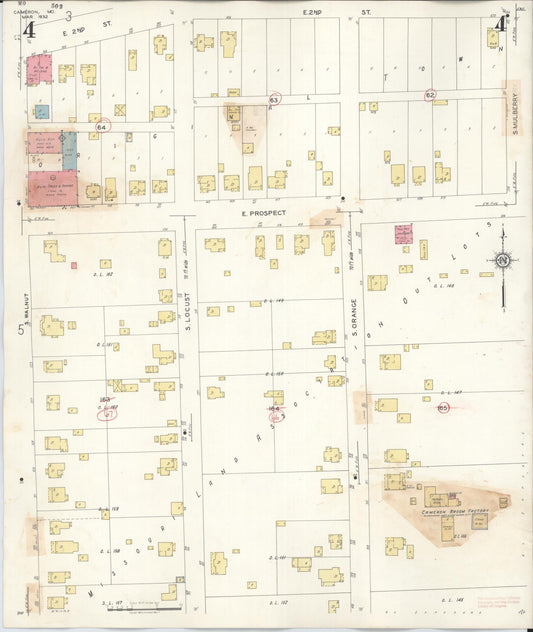 Sanborn Fire Insurance Map from Cameron, Clinton County, Missouri (1944), Sheet #0004 - Historic Sanborn Fire Insurance Map Print, vintage old map wall art, antique decor, genealogy gift, Missouri Missouri map