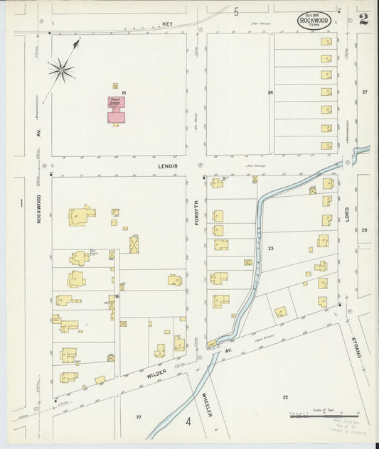 Sanborn Fire Insurance Map from Rockwood, Roane County, Tennessee (1908), Sheet #0002 - Historic Sanborn Fire Insurance Map Print, vintage old map wall art, antique decor, genealogy gift, Tennessee Tennessee map