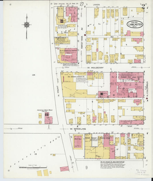 Sanborn Fire Insurance Map from Lancaster, Fairfield County, Ohio (1919), Sheet #0002 - Historic Sanborn Fire Insurance Map Print, vintage old map wall art, antique decor, genealogy gift, Ohio Ohio map