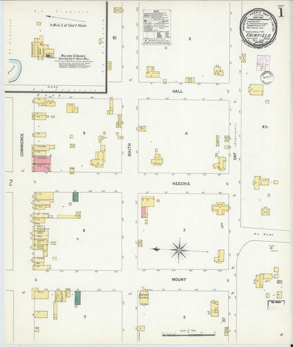 Sanborn Fire Insurance Map from Fairfield, Freestone County, Texas (1901), Sheet #0001 - Historic Sanborn Fire Insurance Map Print, vintage old map wall art, antique decor, genealogy gift, Texas Texas map