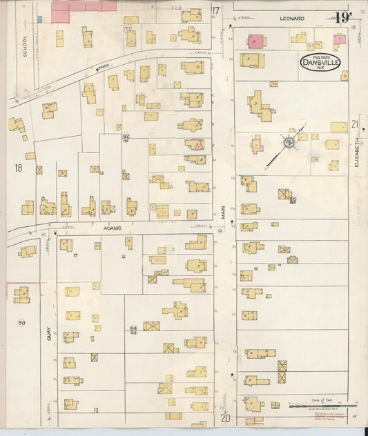 Sanborn Fire Insurance Map from Dansville, Livingston County, New York (1944), Sheet #0019 - Historic Sanborn Fire Insurance Map Print, vintage old map wall art, antique decor, genealogy gift, New York New York map