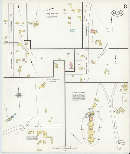 Sanborn Fire Insurance Map from Lenox, Berkshire County, Massachusetts (1911), Sheet #0008 - Complete Map Set gallery image, historic Sanborn map, vintage wall art, Massachusetts Massachusetts