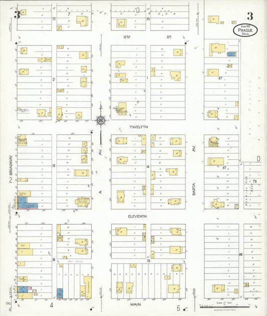 Sanborn Fire Insurance Map from Prague, Lincoln County, Oklahoma (1923), Sheet #0003 - Historic Sanborn Fire Insurance Map Print, vintage old map wall art, antique decor, genealogy gift, Oklahoma Oklahoma map