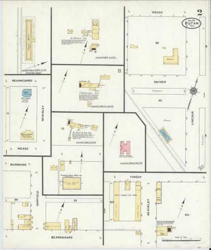 Sanborn Fire Insurance Map from Rotan, Fisher County, Texas (1911), Sheet #0002 - Complete Map Set gallery image, historic Sanborn map, vintage wall art, Texas Texas