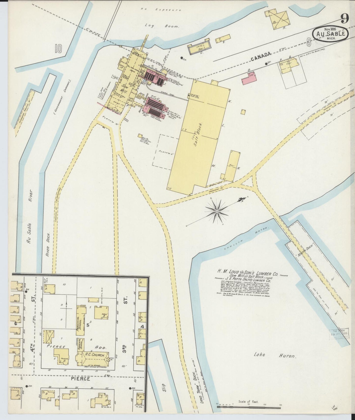 Sanborn Fire Insurance Map from Oscoda, Iosco County, Michigan (1895), Sheet #0009 - Complete Map Set gallery image, historic Sanborn map, vintage wall art, Michigan Michigan
