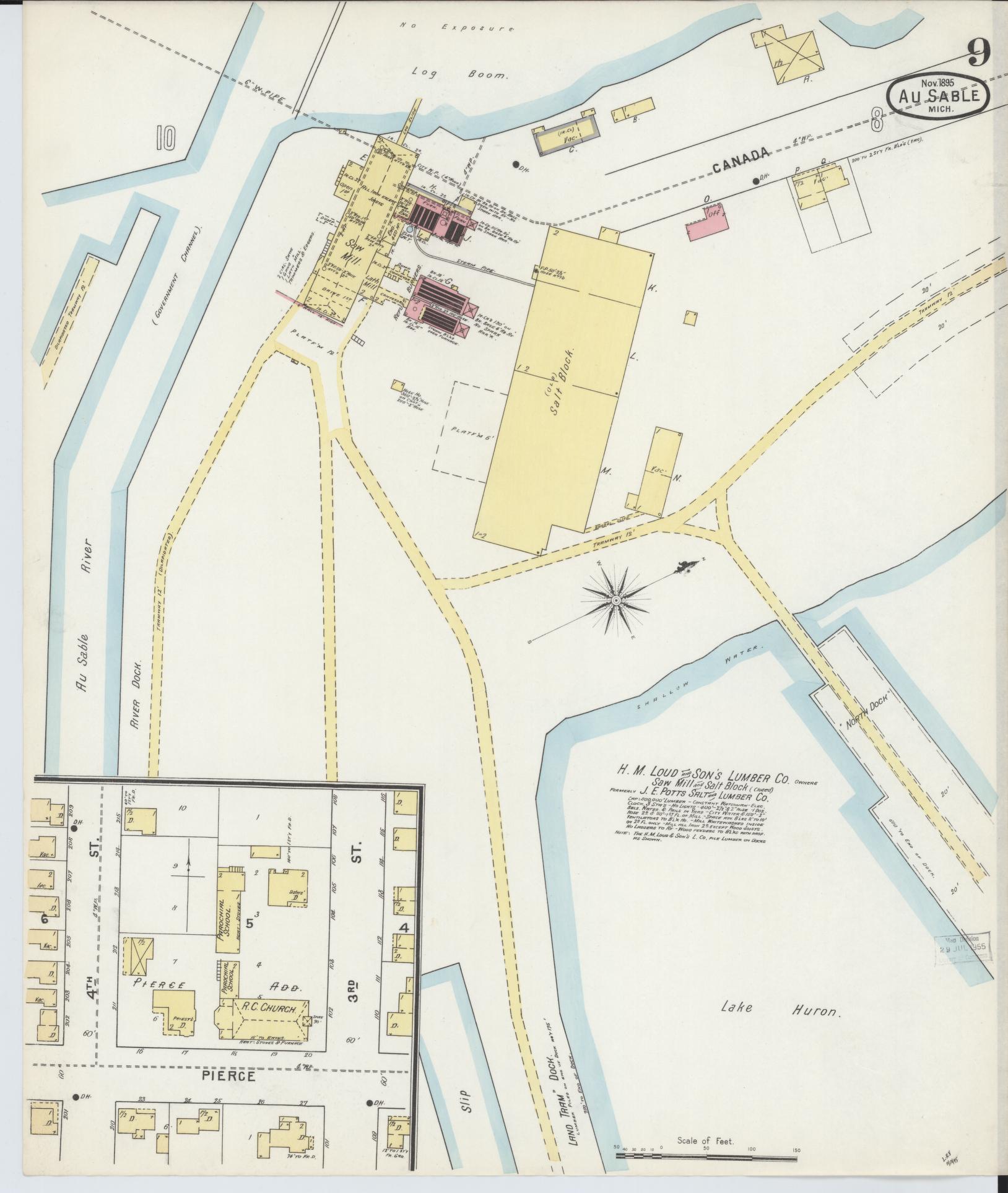 Sanborn Fire Insurance Map from Oscoda, Iosco County, Michigan (1895), Sheet #0009 - Complete Map Set gallery image, historic Sanborn map, vintage wall art, Michigan Michigan