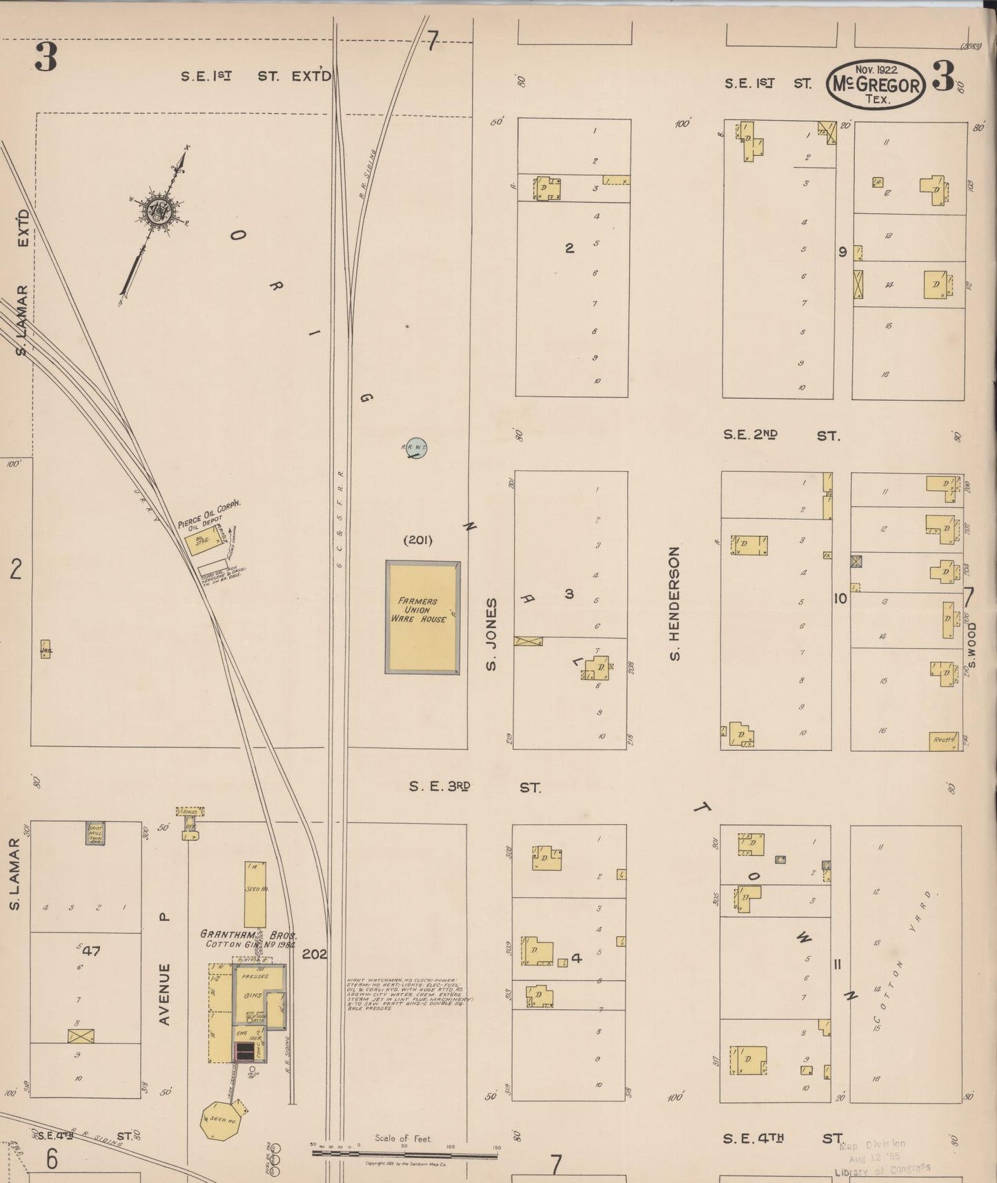 Sanborn Fire Insurance Map from McGregor, McLennan County, Texas (1922), Sheet #0003 - Historic Sanborn Fire Insurance Map Print, vintage old map wall art, antique decor, genealogy gift, Texas Texas map