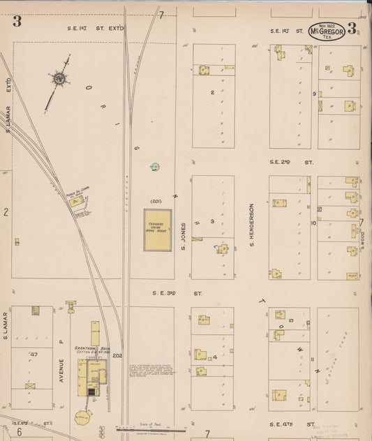 Sanborn Fire Insurance Map from McGregor, McLennan County, Texas (1922), Sheet #0003 - Historic Sanborn Fire Insurance Map Print, vintage old map wall art, antique decor, genealogy gift, Texas Texas map