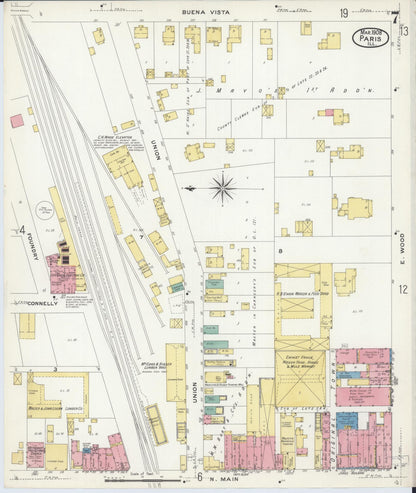 Sanborn Fire Insurance Map from Paris, Edgar County, Illinois (1908), Sheet #0007 - Complete Map Set gallery image, historic Sanborn map, vintage wall art, Illinois Illinois