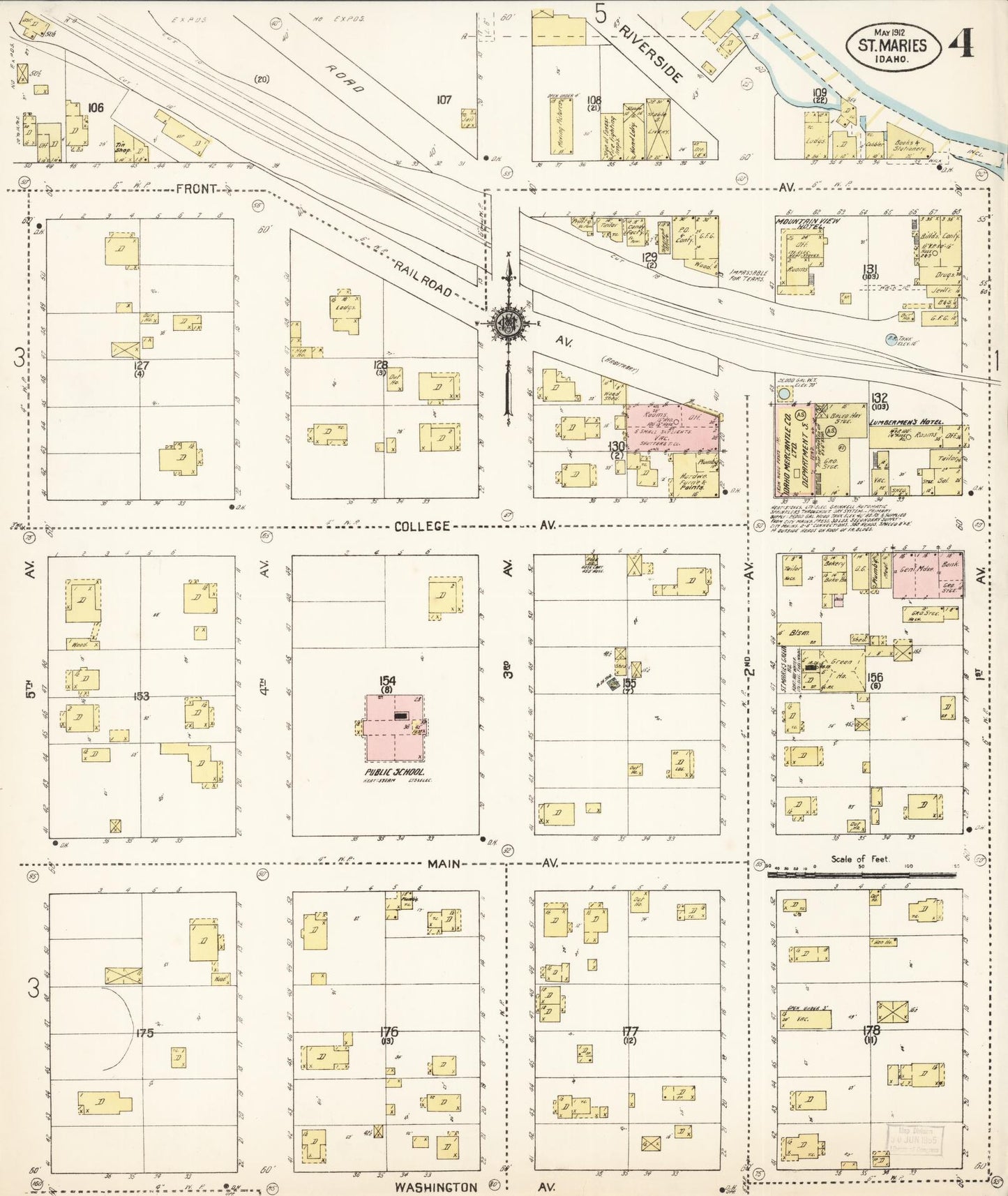 Sanborn Fire Insurance Map from Saint Maries, Benewah County, Idaho (1912), Sheet #0004 - Complete Map Set gallery image, historic Sanborn map, vintage wall art, Idaho Idaho