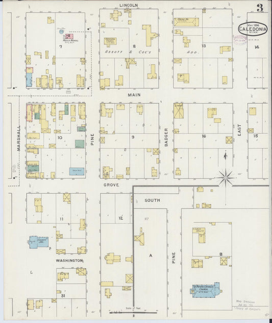 Sanborn Fire Insurance Map from Caledonia, Houston County, Minnesota (1894), Sheet #0003 - Historic Sanborn Fire Insurance Map Print, vintage old map wall art, antique decor, genealogy gift, Minnesota Minnesota map