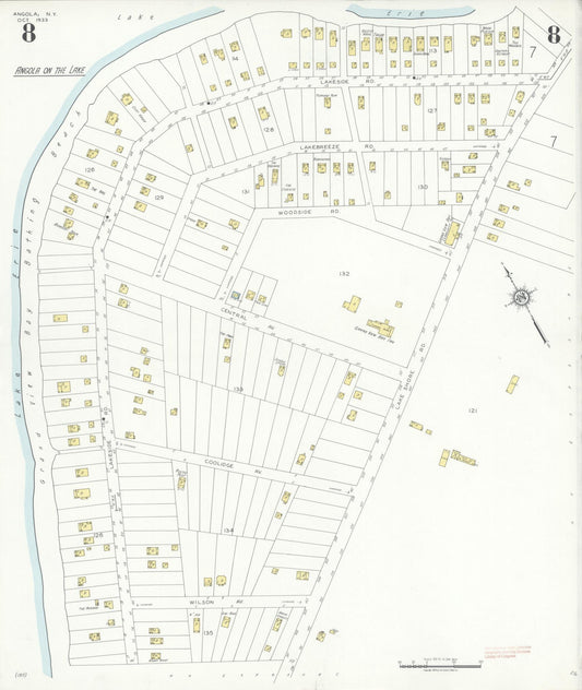 Sanborn Fire Insurance Map from Angola, Erie County, New York (1933), Sheet #0008 - Historic Sanborn Fire Insurance Map Print, vintage old map wall art, antique decor, genealogy gift, New York New York map