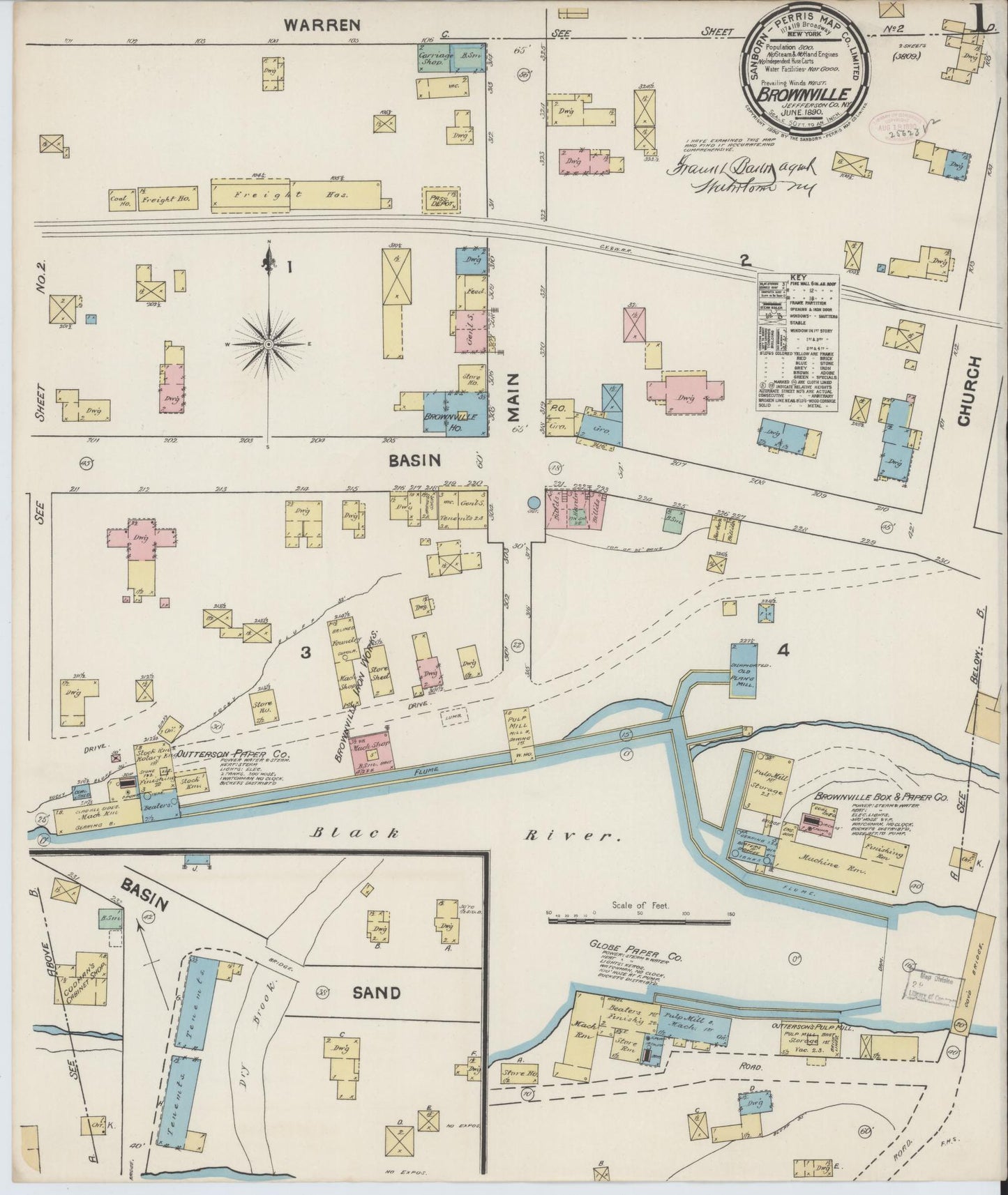 Sanborn Fire Insurance Map from Brownville, Jefferson County, New York. (1890) – Historic Sanborn Fire Insurance Map Print