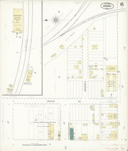 Sanborn Fire Insurance Map from Oxnard, Ventura County, California (1900), Sheet #0006 - Complete Map Set gallery image, historic Sanborn map, vintage wall art, California California