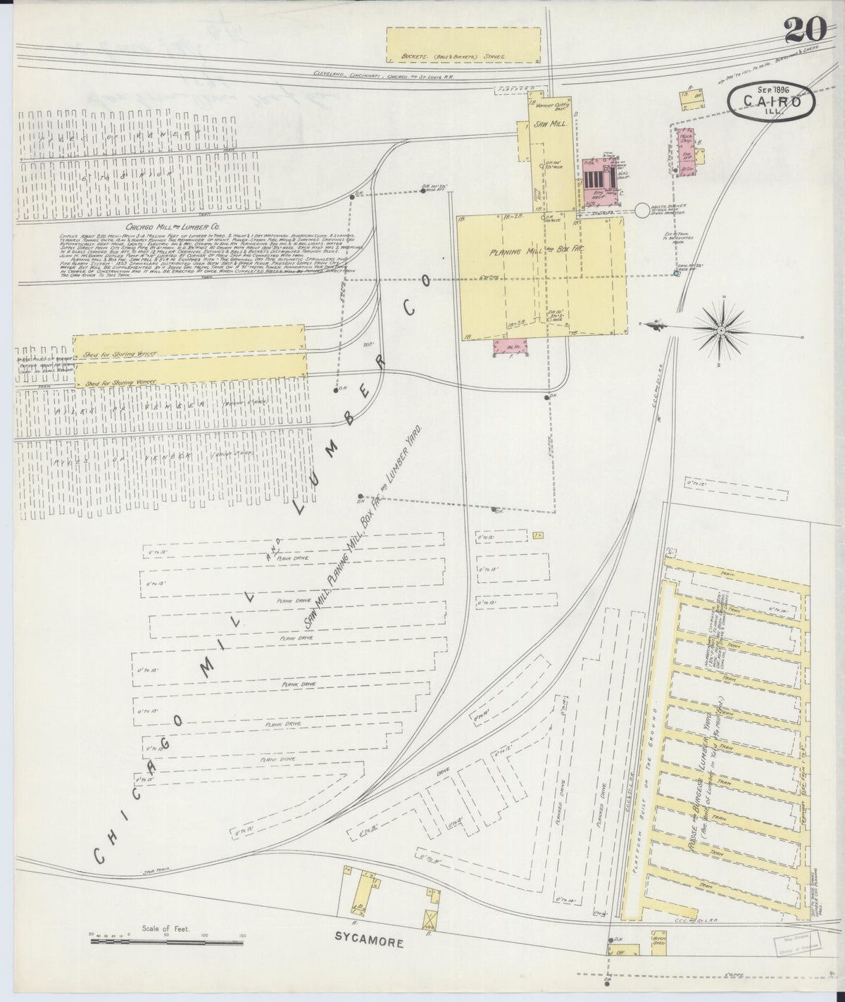 Sanborn Fire Insurance Map from Cairo, Alexander County, Illinois (1896), Sheet #0020 - Complete Map Set gallery image, historic Sanborn map, vintage wall art, Illinois Illinois