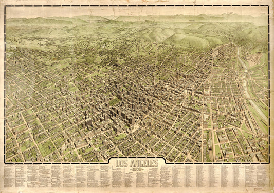 Los Angeles, 1909 (1909) – Historic Bird’s-Eye View Panorama Print