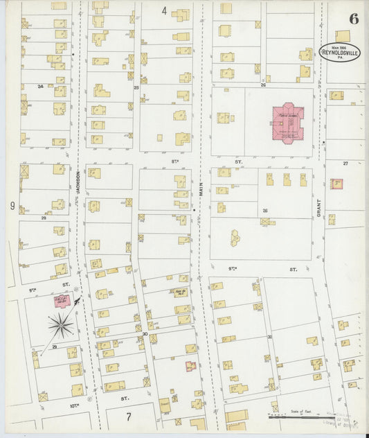Sanborn Fire Insurance Map from Reynoldsville, Jefferson County, Pennsylvania (1906), Sheet #0006 - Historic Sanborn Fire Insurance Map Print, vintage old map wall art, antique decor, genealogy gift, Pennsylvania Pennsylvania map