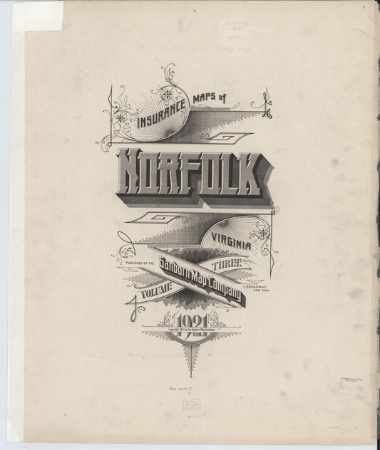 Sanborn Fire Insurance Map from Norfolk, Independent Cities, Virginia (1921), Sheet #0001 - Historic Sanborn Fire Insurance Map Print, vintage old map wall art, antique decor, genealogy gift, Virginia Virginia map