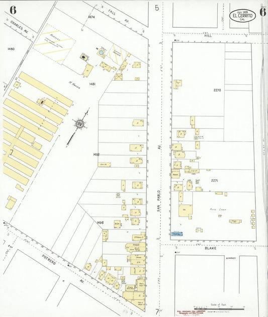 Sanborn Fire Insurance Map from El Cerrito, Contra Costa County, California (1926), Sheet #0006 - Historic Sanborn Fire Insurance Map Print, vintage old map wall art, antique decor, genealogy gift, California California map