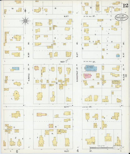 Sanborn Fire Insurance Map from Faribault, Rice County, Minnesota (1899), Sheet #0012 - Complete Map Set gallery image, historic Sanborn map, vintage wall art, Minnesota Minnesota