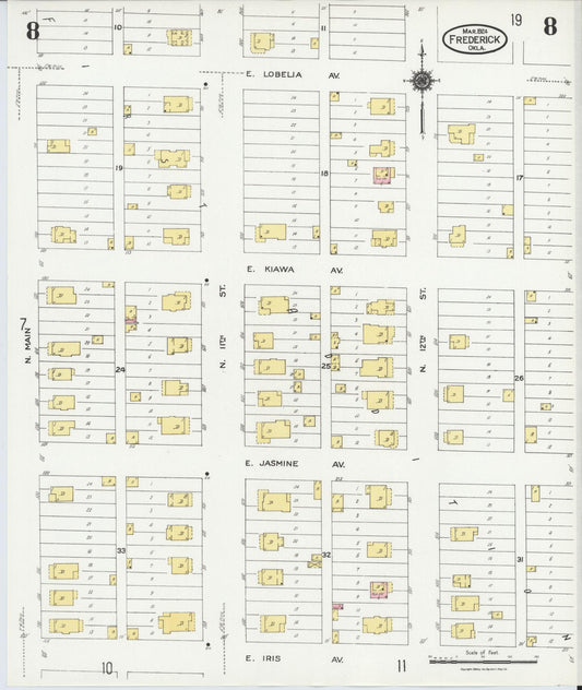 Sanborn Fire Insurance Map from Frederick, Tillman County, Oklahoma (1924), Sheet #0008 - Historic Sanborn Fire Insurance Map Print, vintage old map wall art, antique decor, genealogy gift, Oklahoma Oklahoma map