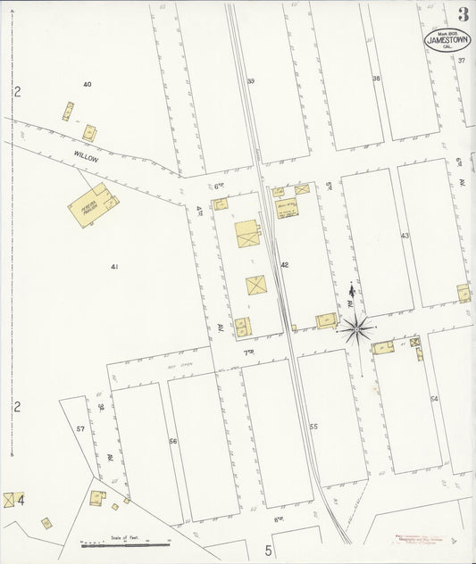 Sanborn Fire Insurance Map from Jamestown, Tuolumne County, California (1908), Sheet #0003 - Historic Sanborn Fire Insurance Map Print, vintage old map wall art, antique decor, genealogy gift, California California map