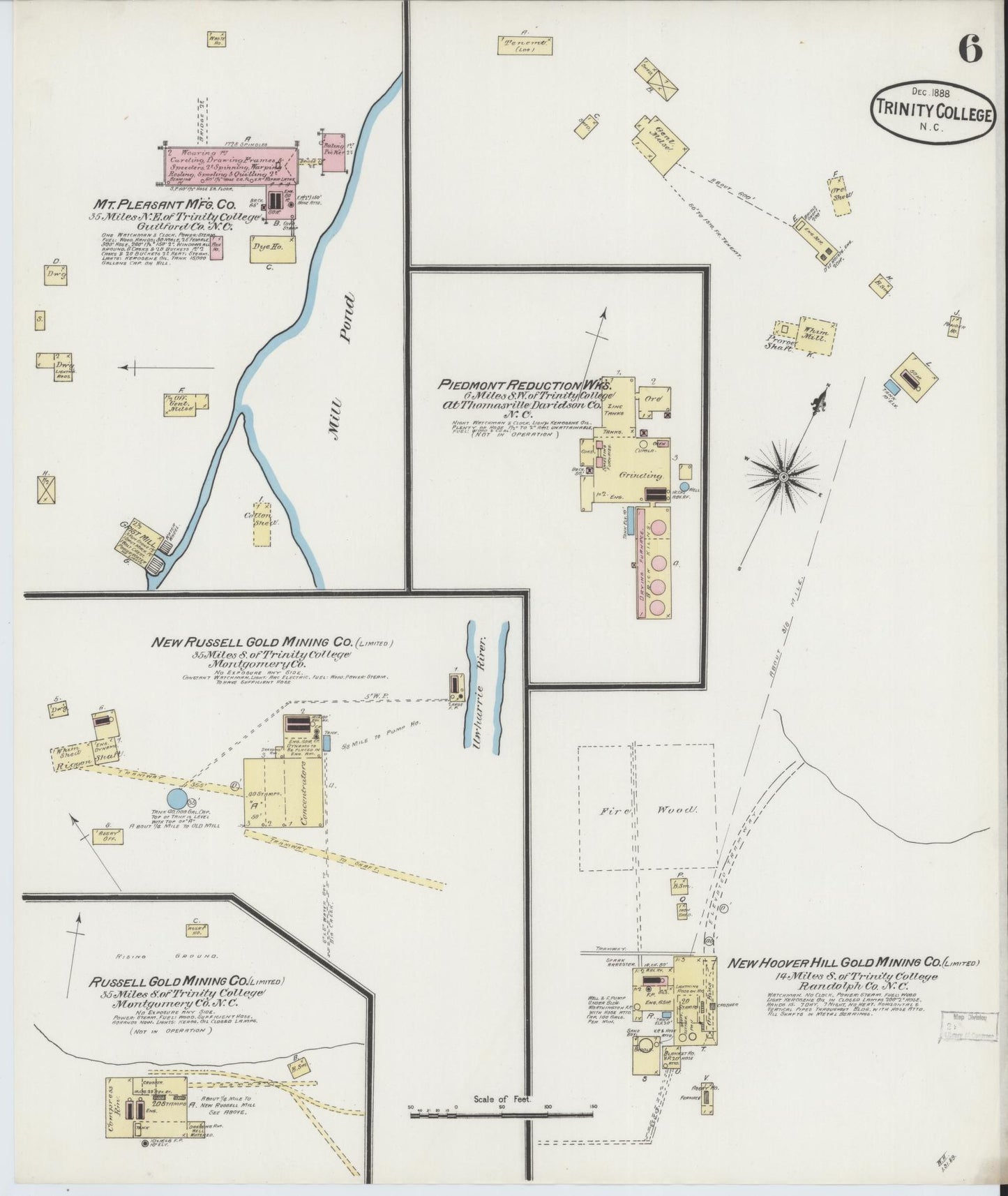 Sanborn Fire Insurance Map from Trinity College, Randolph County, North Carolina (1888), Sheet #0006 - Complete Map Set gallery image, historic Sanborn map, vintage wall art, North Carolina North Carolina