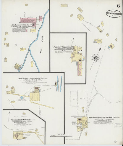 Sanborn Fire Insurance Map from Trinity College, Randolph County, North Carolina (1888), Sheet #0006 - Complete Map Set gallery image, historic Sanborn map, vintage wall art, North Carolina North Carolina
