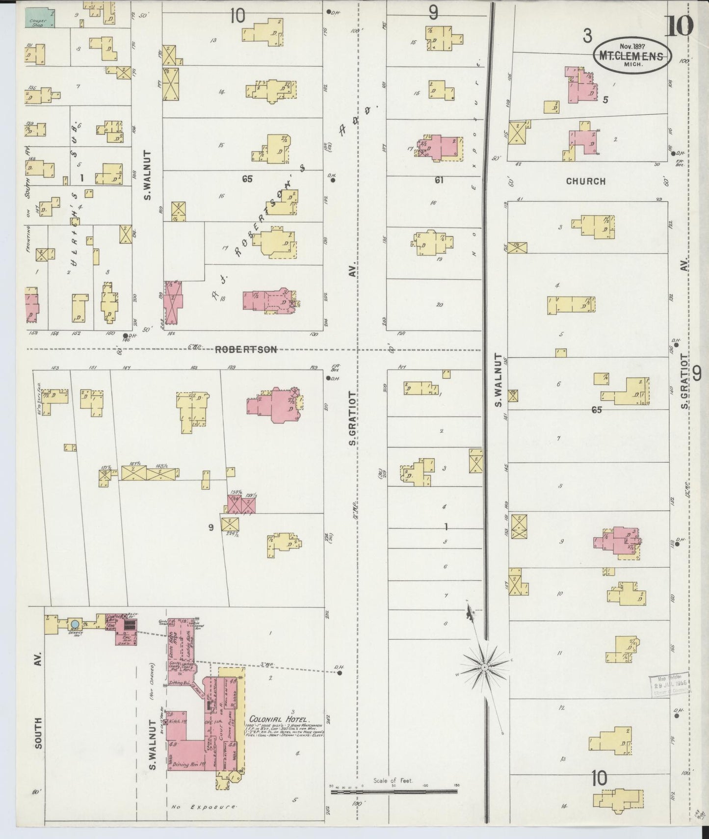 Sanborn Fire Insurance Map from Mount Clemens, Macomb County, Michigan (1897), Sheet #0010 - Complete Map Set gallery image, historic Sanborn map, vintage wall art, Michigan Michigan
