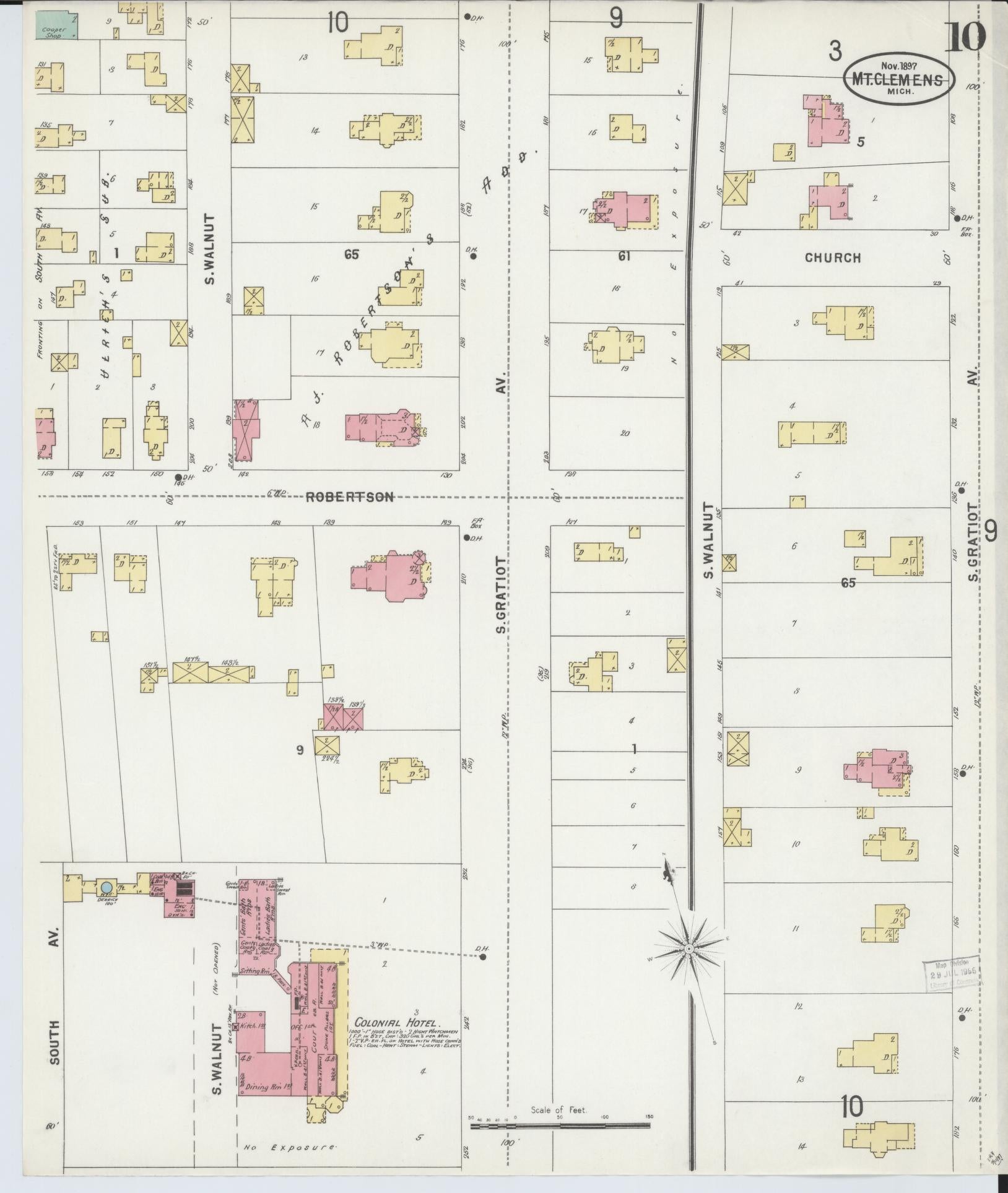 Sanborn Fire Insurance Map from Mount Clemens, Macomb County, Michigan (1897), Sheet #0010 - Complete Map Set gallery image, historic Sanborn map, vintage wall art, Michigan Michigan