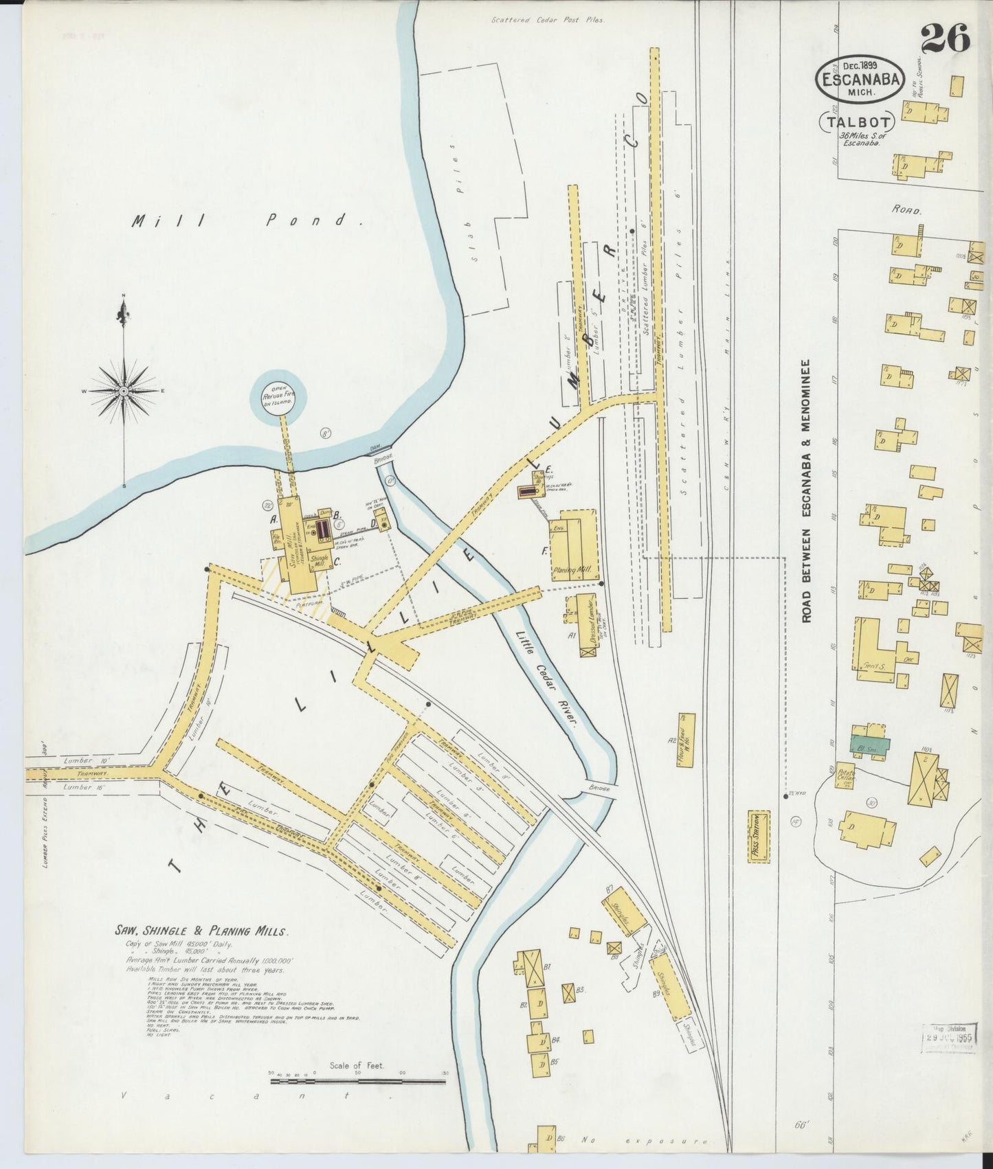 Sanborn Fire Insurance Map from Escanaba, Delta County, Michigan (1899), Sheet #0026 - Complete Map Set gallery image, historic Sanborn map, vintage wall art, Michigan Michigan