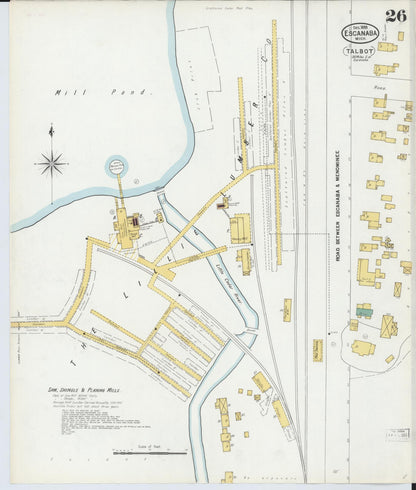 Sanborn Fire Insurance Map from Escanaba, Delta County, Michigan (1899), Sheet #0026 - Complete Map Set gallery image, historic Sanborn map, vintage wall art, Michigan Michigan