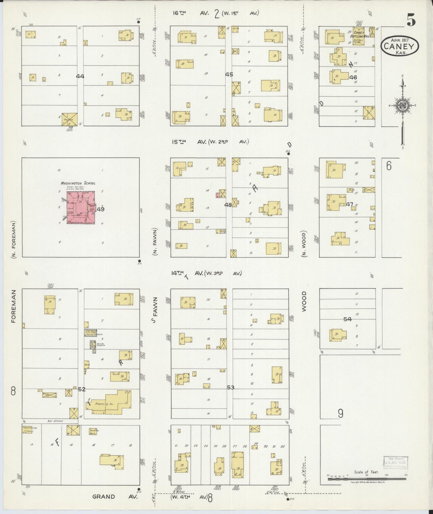 Sanborn Fire Insurance Map from Caney, Montgomery County, Kansas (1917), Sheet #0005 - Complete Map Set gallery image, historic Sanborn map, vintage wall art, Kansas Kansas