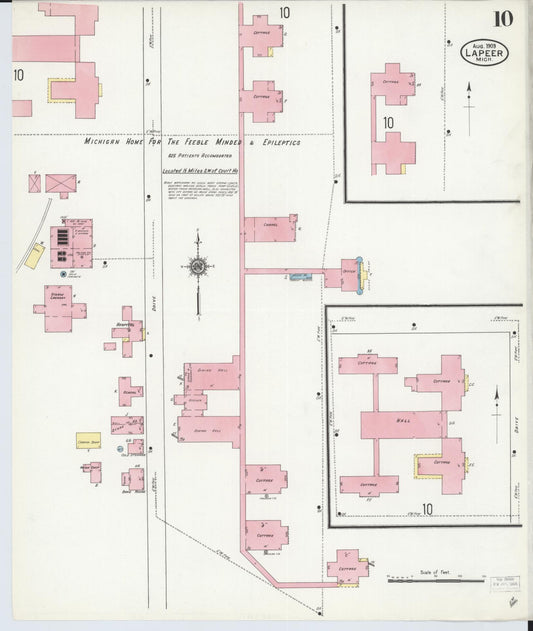 Sanborn Fire Insurance Map from Lapeer, Lapeer County, Michigan (1909), Sheet #0010 - Historic Sanborn Fire Insurance Map Print, vintage old map wall art, antique decor, genealogy gift, Michigan Michigan map
