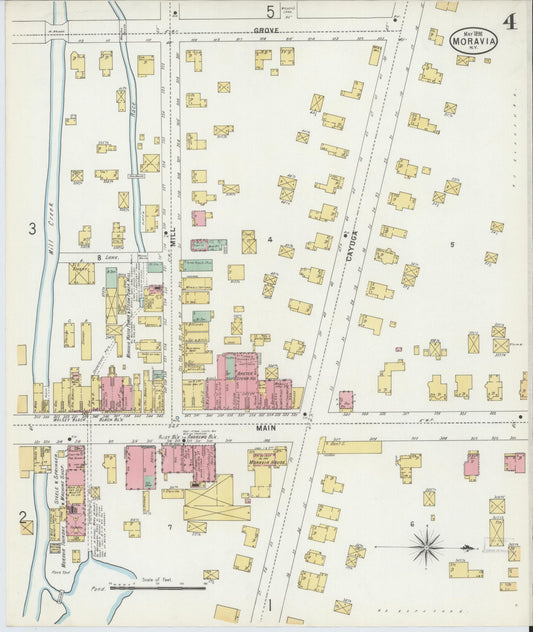 Sanborn Fire Insurance Map from Moravia, Cayuga County, New York (1898), Sheet #0004 - Historic Sanborn Fire Insurance Map Print, vintage old map wall art, antique decor, genealogy gift, New York New York map
