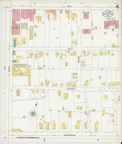 Sanborn Fire Insurance Map from Gallatin, Sumner County, Tennessee (1903), Sheet #0004 - Complete Map Set gallery image, historic Sanborn map, vintage wall art, Tennessee Tennessee