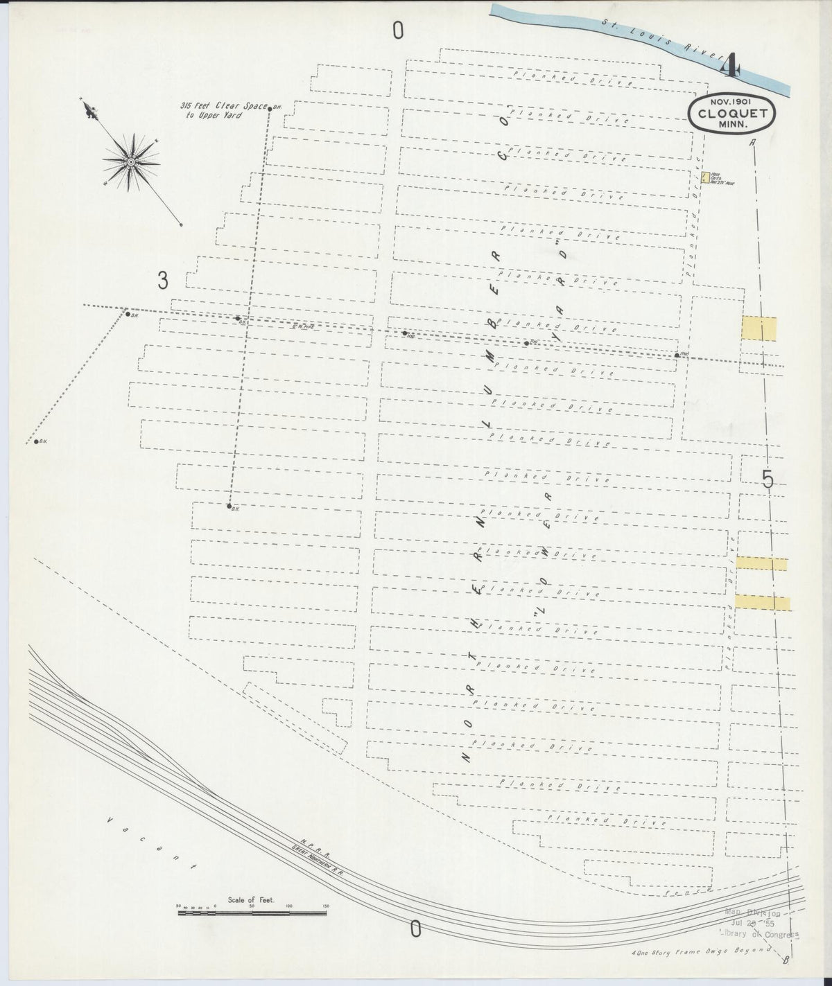 Sanborn Fire Insurance Map from Cloquet, Carlton County, Minnesota (1901), Sheet #0004 - Complete Map Set gallery image, historic Sanborn map, vintage wall art, Minnesota Minnesota