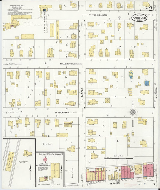 Sanborn Fire Insurance Map from Hartford, Van Buren County, Michigan (1921), Sheet #0002 - Historic Sanborn Fire Insurance Map Print, vintage old map wall art, antique decor, genealogy gift, Michigan Michigan map