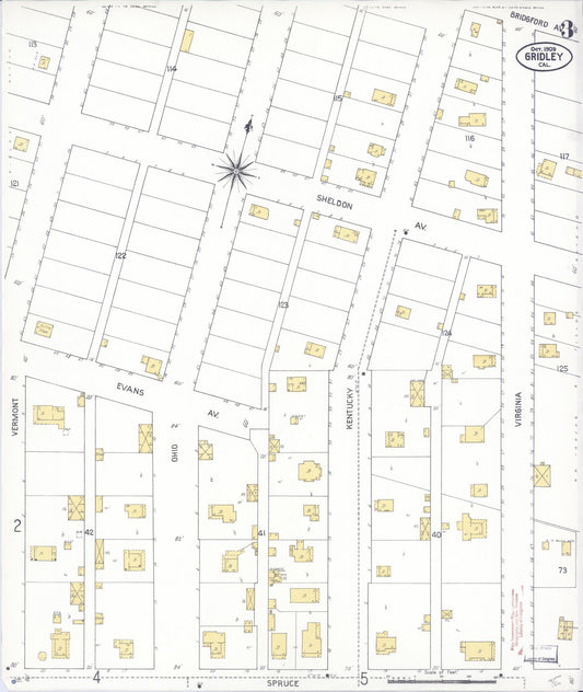 Sanborn Fire Insurance Map from Gridley, Butte County, California (1909), Sheet #0004 - Historic Sanborn Fire Insurance Map Print, vintage old map wall art, antique decor, genealogy gift, California California map