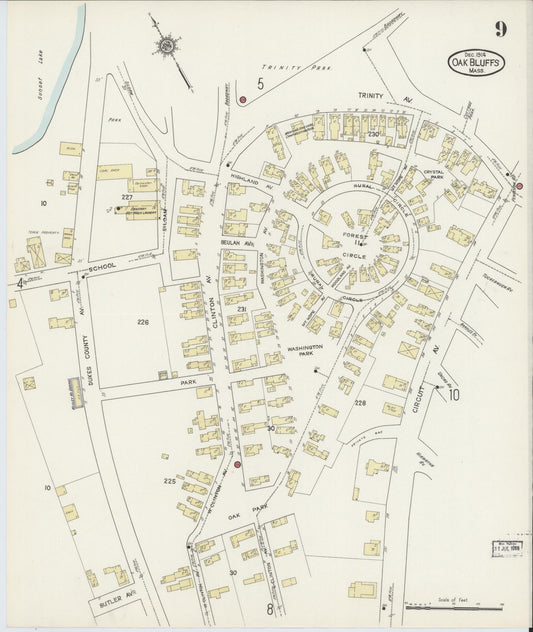 Sanborn Fire Insurance Map from Oak Bluffs, Dukes County, Massachusetts (1914), Sheet #0009 - Historic Sanborn Fire Insurance Map Print, vintage old map wall art, antique decor, genealogy gift, Massachusetts Massachusetts map