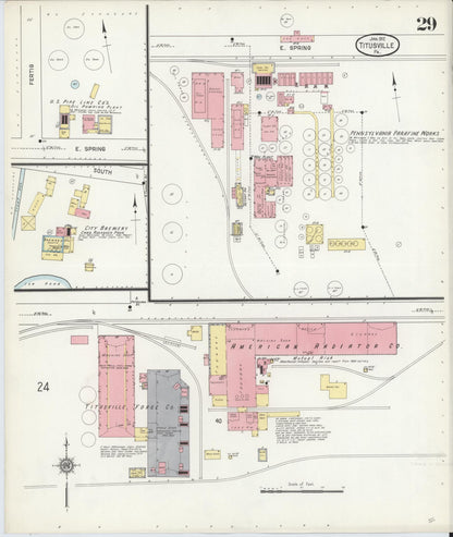 Sanborn Fire Insurance Map from Titusville, Crawford County, Pennsylvania (1912), Sheet #0029 - Historic Sanborn Fire Insurance Map Print, vintage old map wall art, antique decor, genealogy gift, Pennsylvania Pennsylvania map