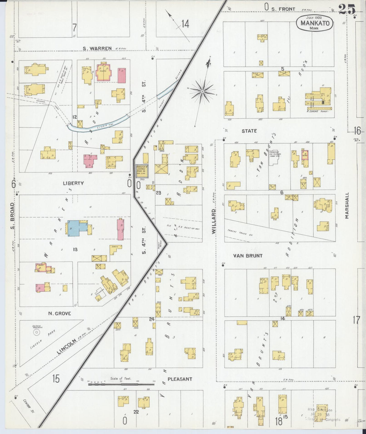Sanborn Fire Insurance Map from Mankato, Blue Earth County, Minnesota (1900), Sheet #0025 - Complete Map Set gallery image, historic Sanborn map, vintage wall art, Minnesota Minnesota