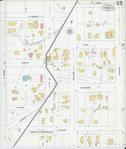 Sanborn Fire Insurance Map from Mankato, Blue Earth County, Minnesota (1900), Sheet #0025 - Complete Map Set gallery image, historic Sanborn map, vintage wall art, Minnesota Minnesota