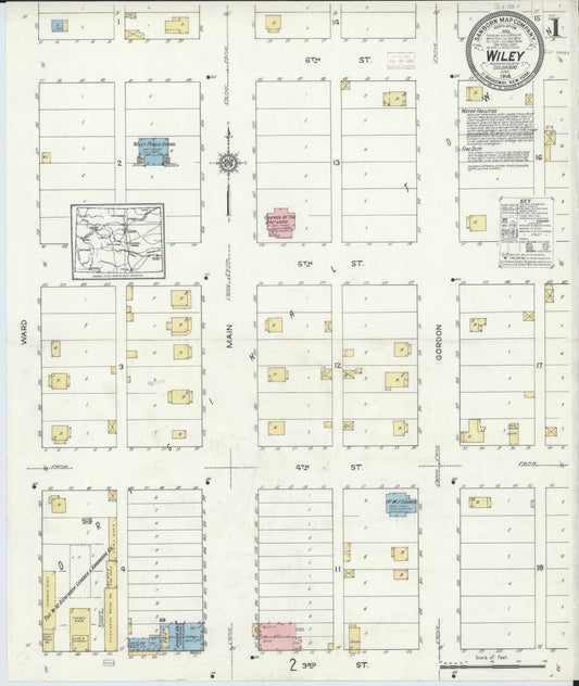 Sanborn Fire Insurance Map from Wiley, Prowers County, Colorado (1914), Sheet #0001 - Complete Map Set gallery image, historic Sanborn map, vintage wall art, Colorado Colorado