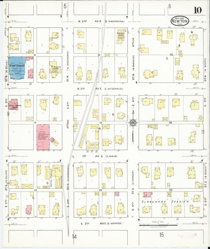 Sanborn Fire Insurance Map from Newton, Jasper County, Iowa (1918), Sheet #0010 - Historic Sanborn Fire Insurance Map Print, vintage old map wall art