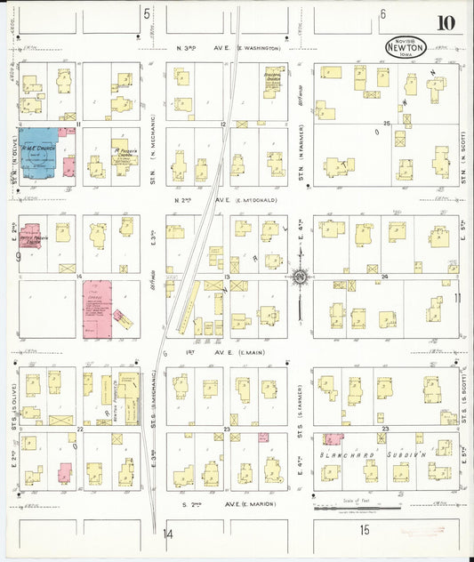 Sanborn Fire Insurance Map from Newton, Jasper County, Iowa (1918), Sheet #0010 - Historic Sanborn Fire Insurance Map Print, vintage old map wall art