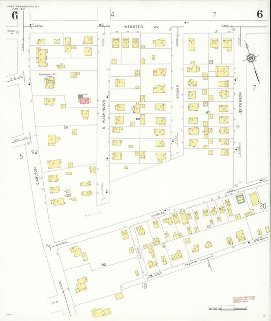 Sanborn Fire Insurance Map from Port Washington, Nassau County, New York (1931), Sheet #0006 - Historic Sanborn Fire Insurance Map Print, vintage old map wall art, antique decor, genealogy gift, New York New York map