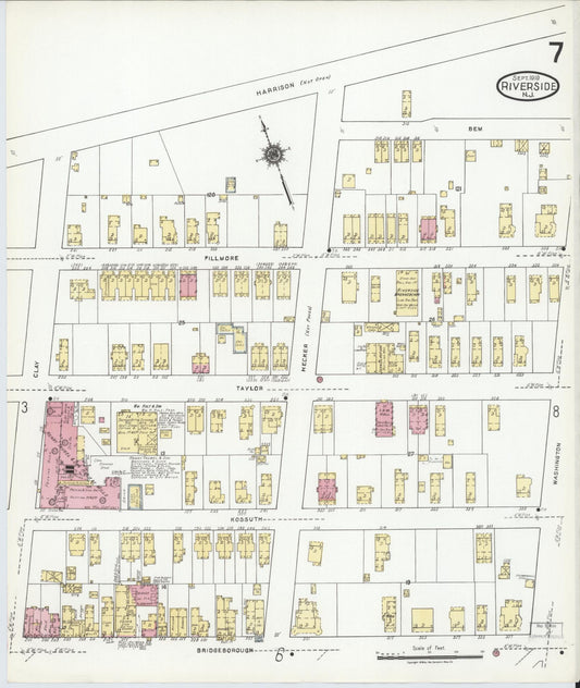 Sanborn Fire Insurance Map from Riverside, Burlington County, New Jersey (1919), Sheet #0007 - Historic Sanborn Fire Insurance Map Print, vintage old map wall art, antique decor, genealogy gift, New Jersey New Jersey map