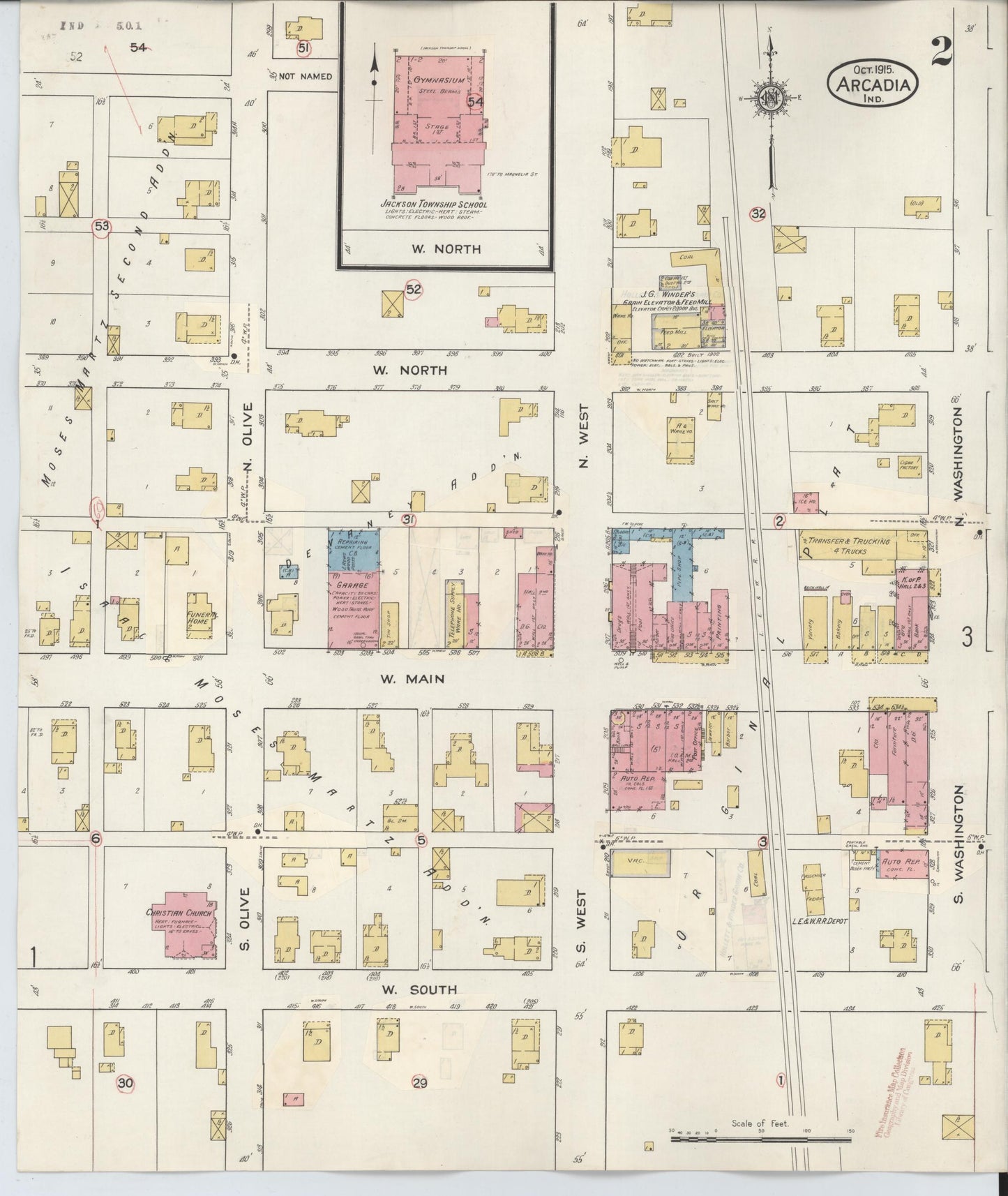 Sanborn Fire Insurance Map from Arcadia, Hamilton County, Indiana (1933), Sheet #0002 - Historic Sanborn Fire Insurance Map Print, vintage old map wall art, antique decor, genealogy gift, Indiana Indiana map